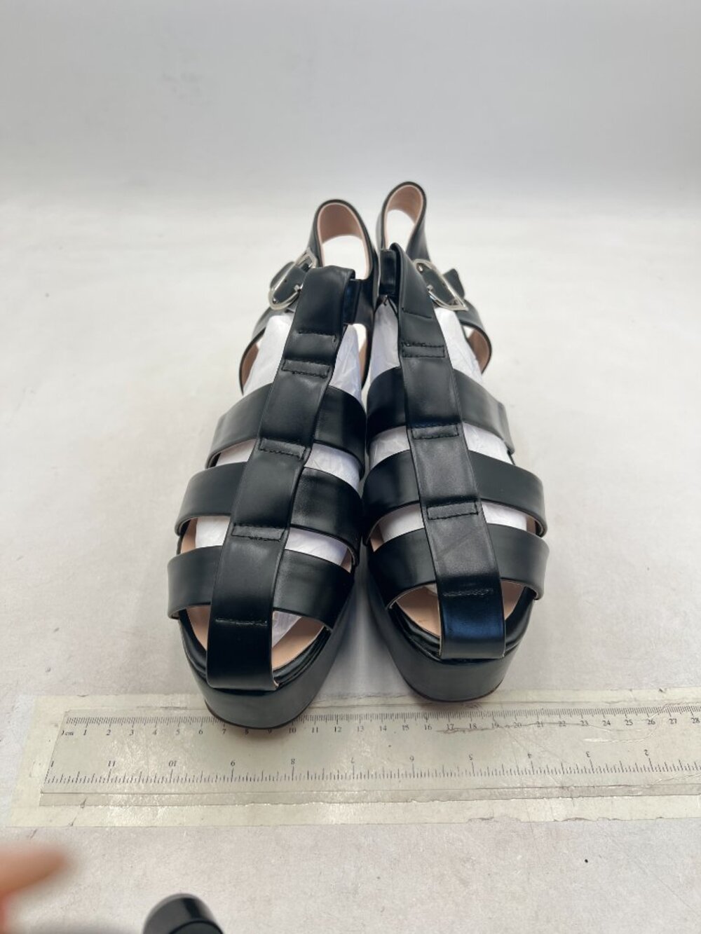 FOWT Black Square Toe Gladiator Sandals Ankle Strap Wedge Mid Heels Stable Shoes - Picture 3 of 8